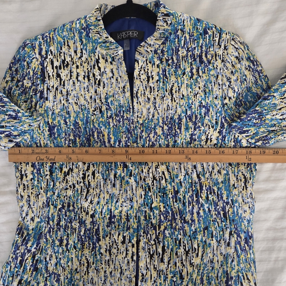Kasper Multicolor Abstract Long Sleeve Mid Length Open Front Jacket Blazer 6 - Picture 7 of 7